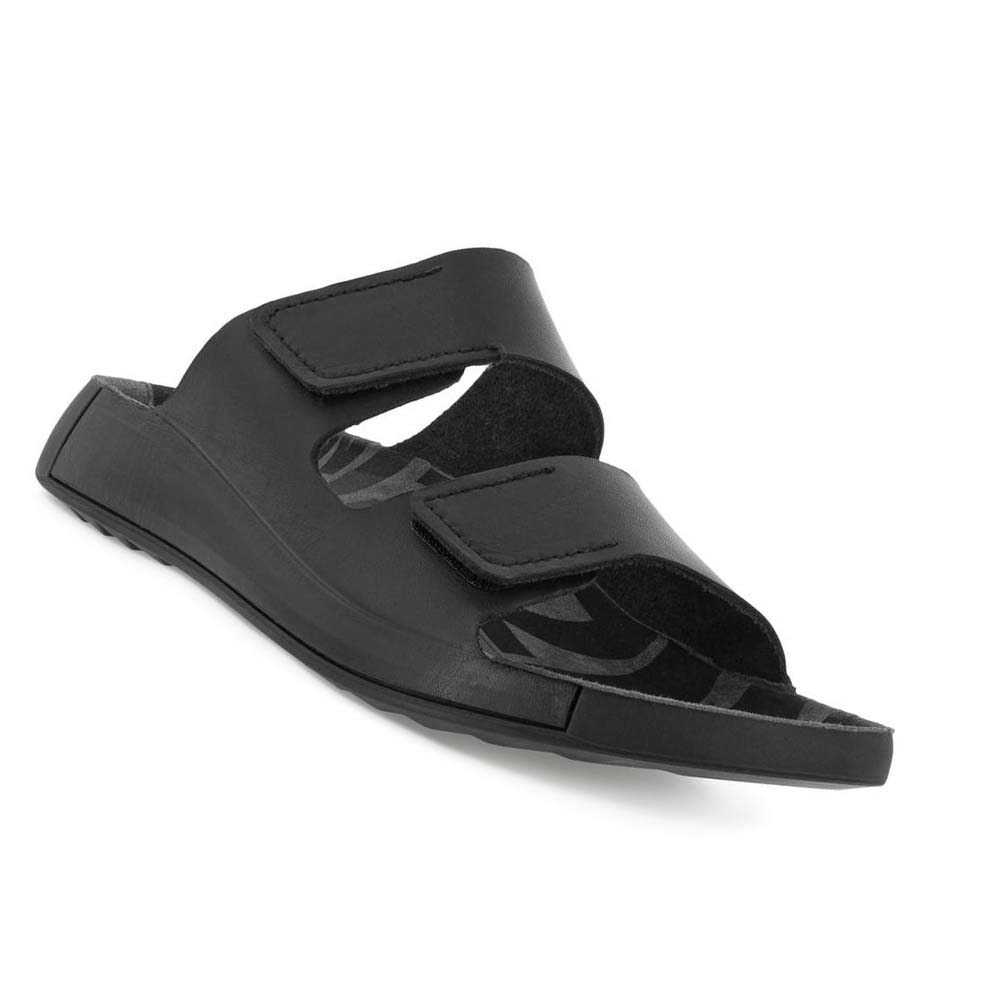 Men's Ecco 2nd Cozmo Two Band Sandals Black | Canada 585MQZ